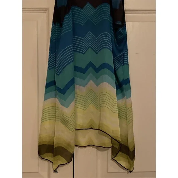 HeartSoul HS Asymmetrical Boho Crochet Sleeveless Blouse Striped M Medium - Picture 8 of 10